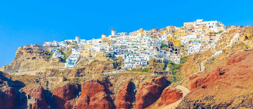 Aerial view of Santorini, Mediterranean sea, Greece.