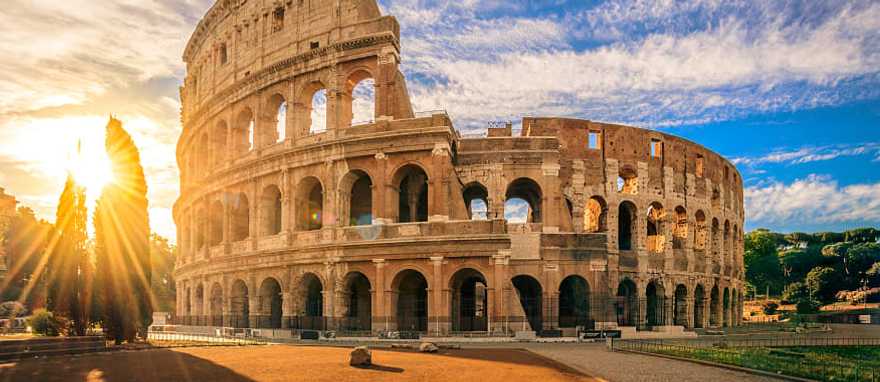 Roman Colosseum at sunrise in Italy