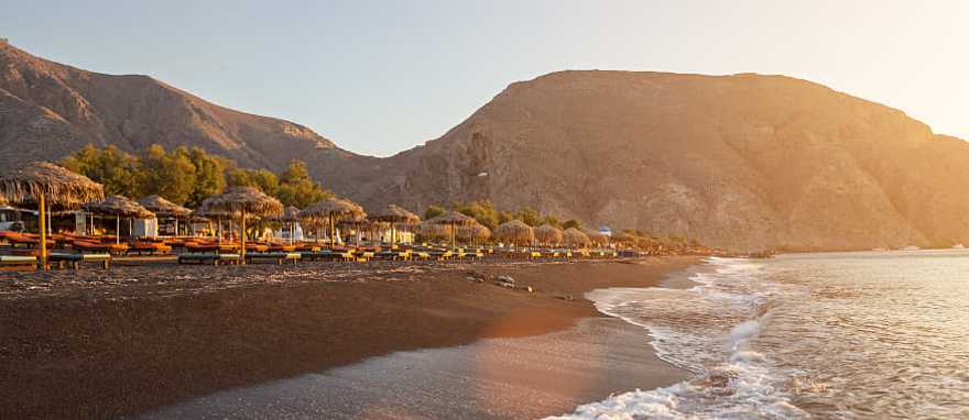 Perissa beach in Santorini, Greece.