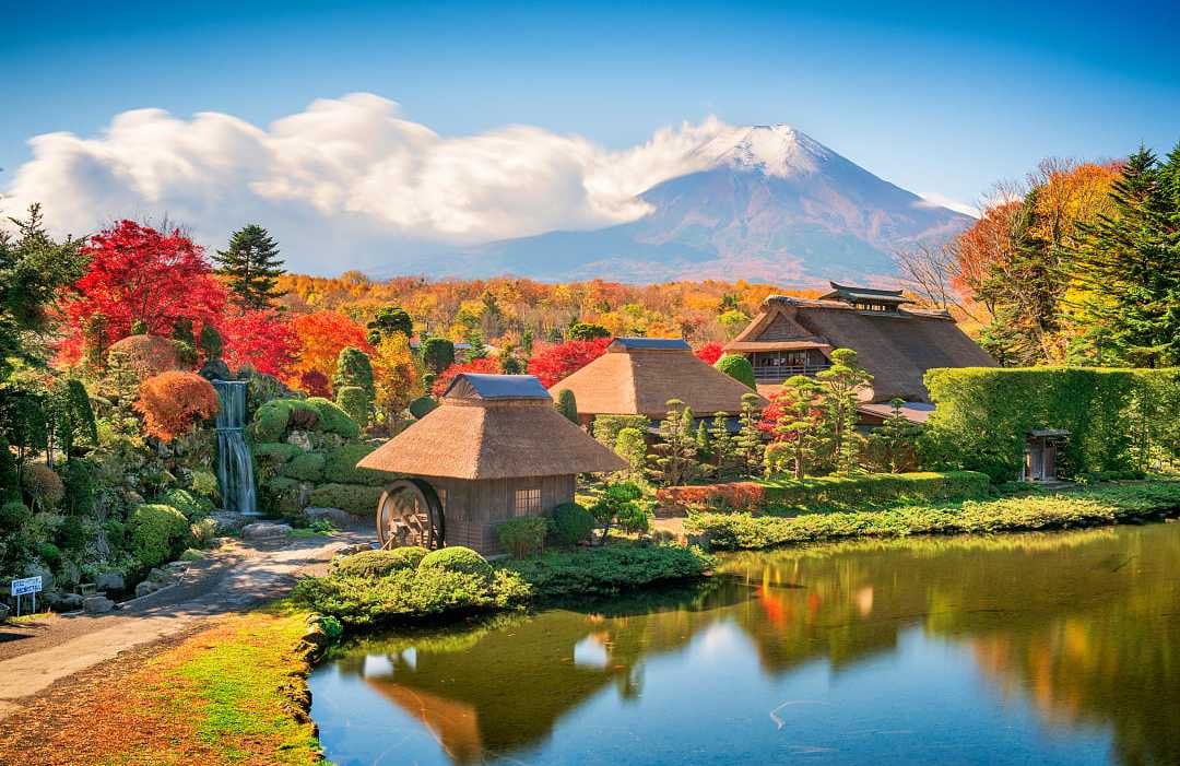Hannoki Bayashi Shiryokan, open air museum, in Oshino Hakkai