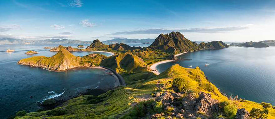 Padar island, in between Rinca and Komodo islands, from a viewpoint on Komodo island, Indonesia Padar island, in between Rinca and Komodo islands, from a viewpoint on Komodo island, Indonesia