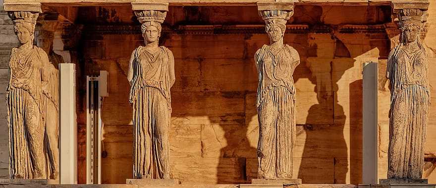 Caryatides on the Acropolis of Athens, Greece.