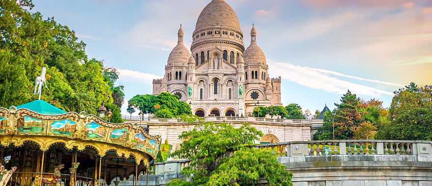 Carousel below the step of Sacre Coeur in Montmartre, Paris, France