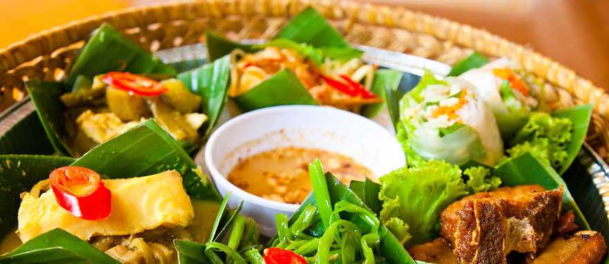 Freshly made salad served at a restaurant in Cambodia