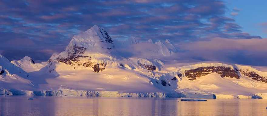 Sunset in Antarctica Mountain illuminated by sunset in Antarctica