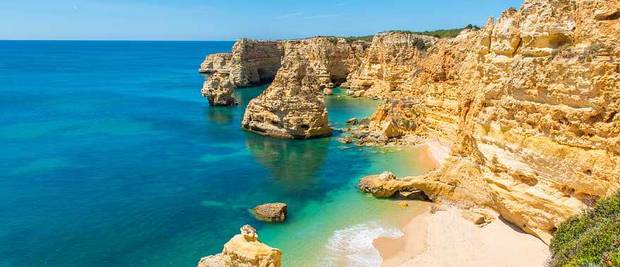 Beautiful Praia da Marinha beach in Algarve, Portugal