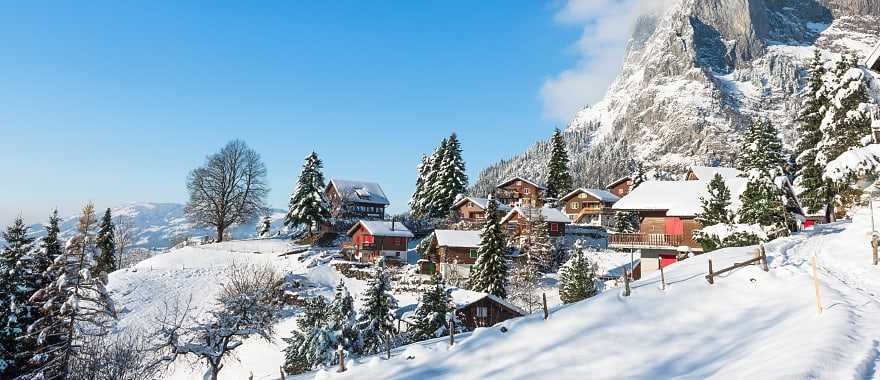 Snow-covered slopes and Materhorn mountain, Zermatt, Switzerland