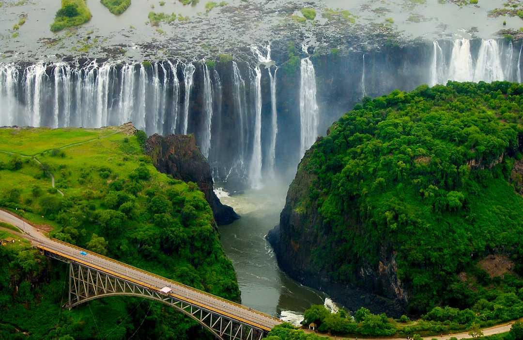 Aerial view of Victoria Falls in Zambia
