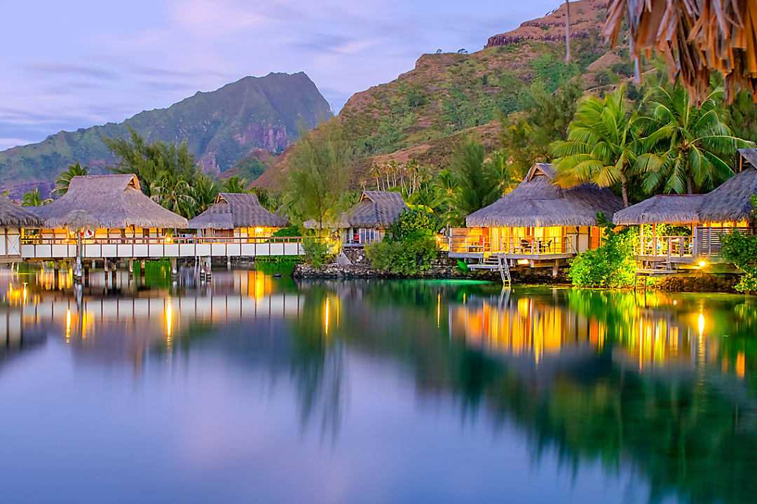 Tahiti island at dusk