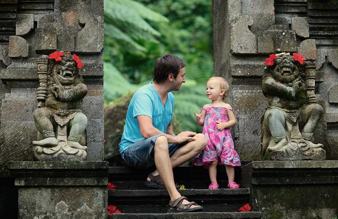 Father and daughter in Bali, Indonesia