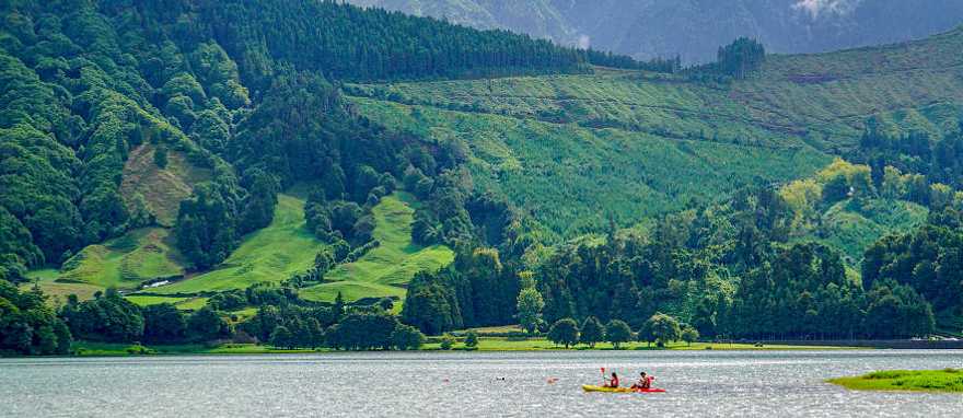 Kayaking the Sete Cidades on Sao Miguel Island in the Azores, Portugal