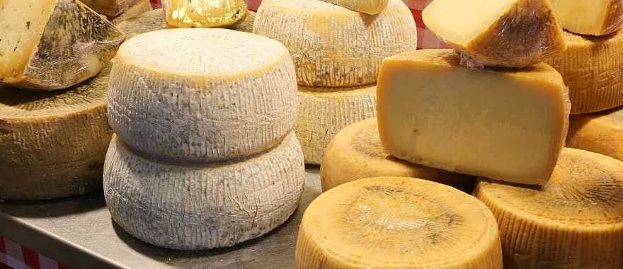 Cheese at the market is TuscanY, Italy