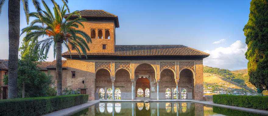 Alhambra at sunrise in Granada, Spain 