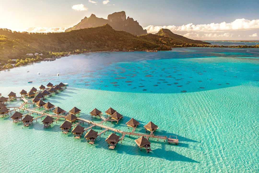 Over water bungalows in Bora Bora, French Polynesia