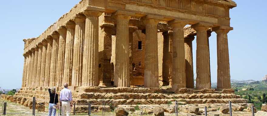 Senior couple at the Valley of the Temples in Agrigento, Sicily