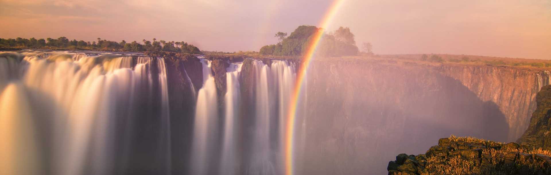 A sunset at the Victoria Falls