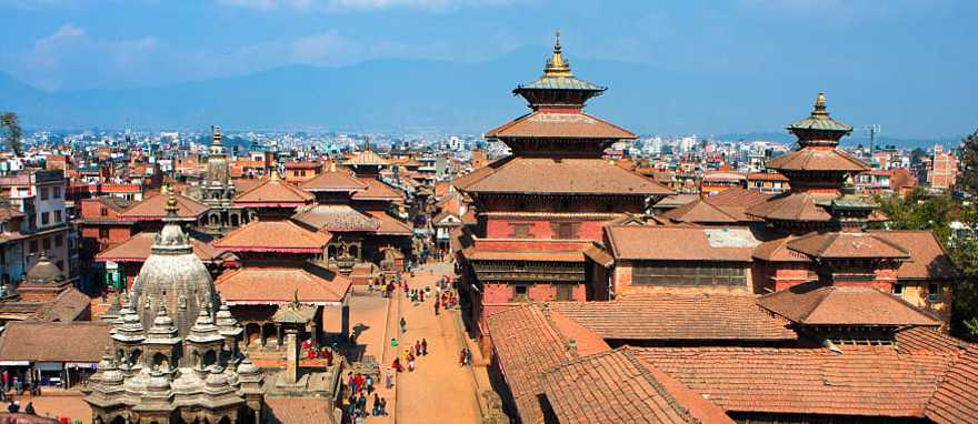 Durbar Square overhead in Kathmandu, Nepal.