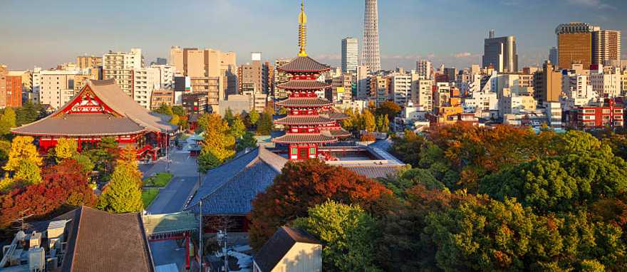 Heritage and modernity: Buddhist temples against the backdrop of a metropolis, Tokyo, Japan Heritage and modernity: Buddhist temples against the backdrop of a metropolis, Tokyo, Japan