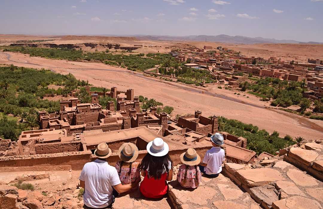 Family at Ait Ben Haddou in Ouarzazate province, Morroco