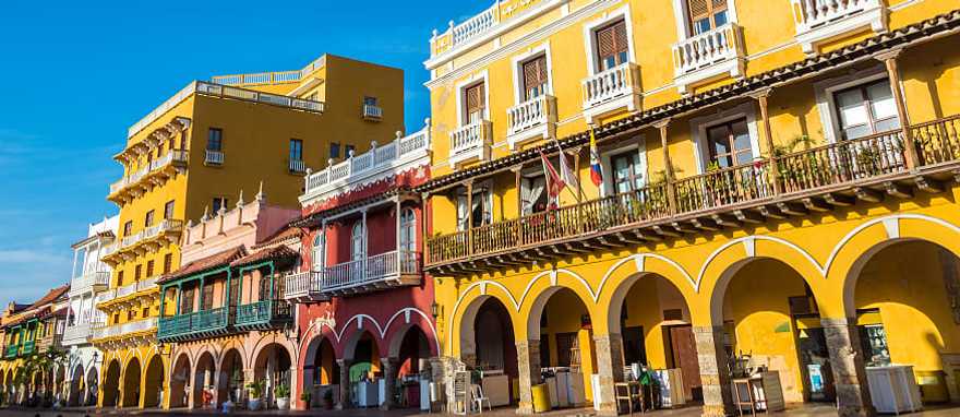 Colorful historic colonial architecture in Cartagena, Colombia