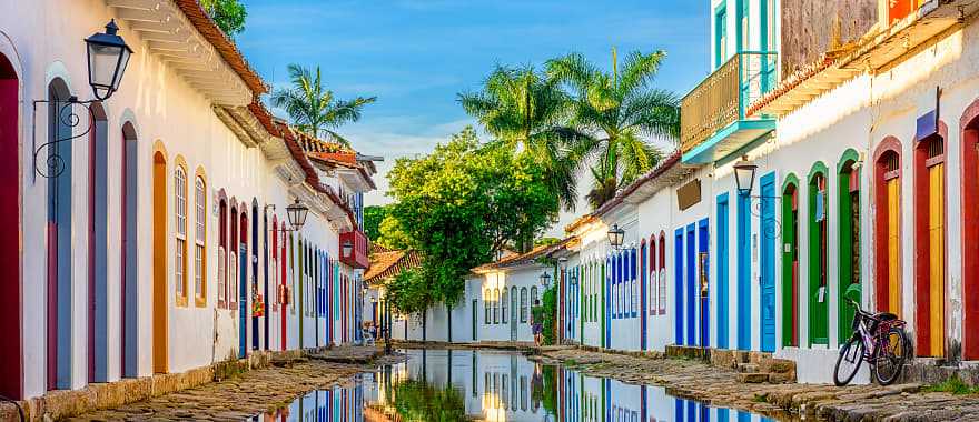 Colorful street in the historical center of Paraty, Brazil