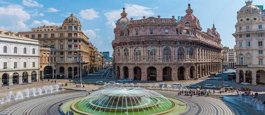 The main square, Piazza Ferrari in Genoa, connects the historic center and the more modern part of the city, Northern Italy. The main square, Piazza Ferrari in Genoa, connects the historic center and the more modern part of the city, Northern Italy.