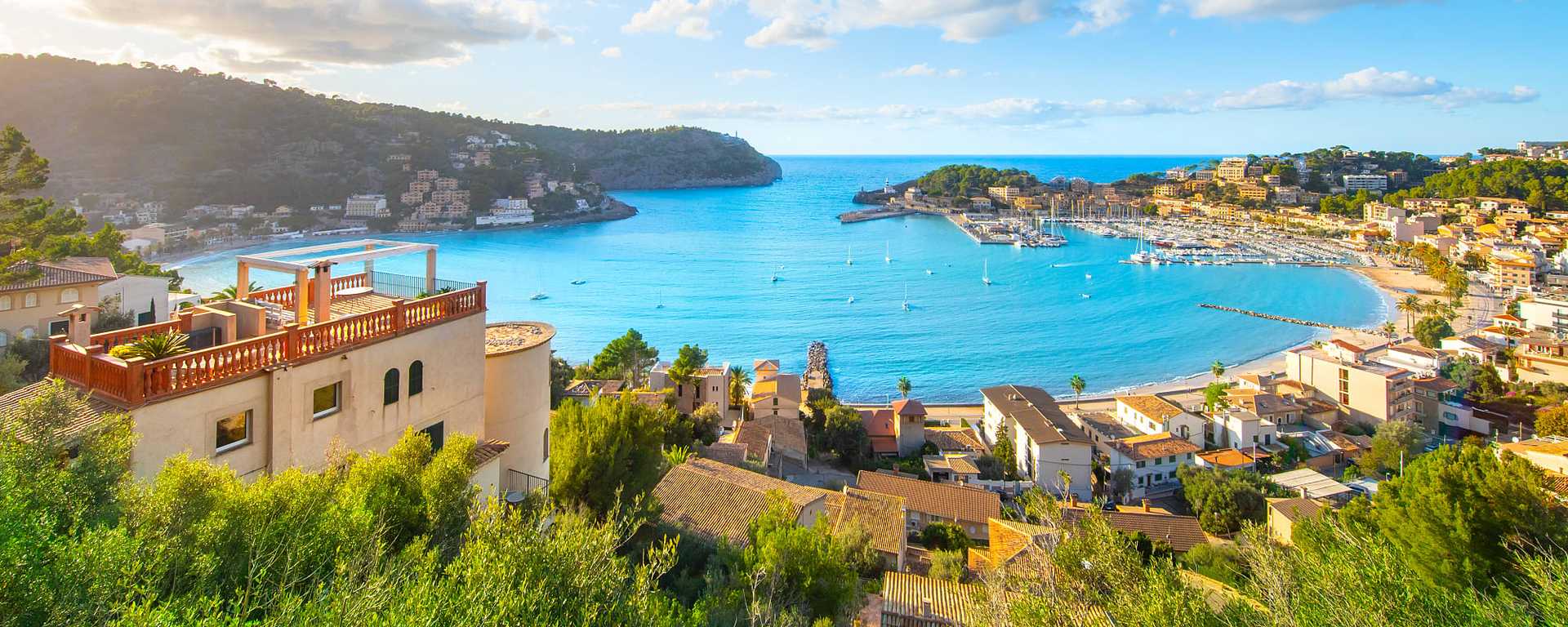 Harbour of Port de Soller in Mallorca, Spain