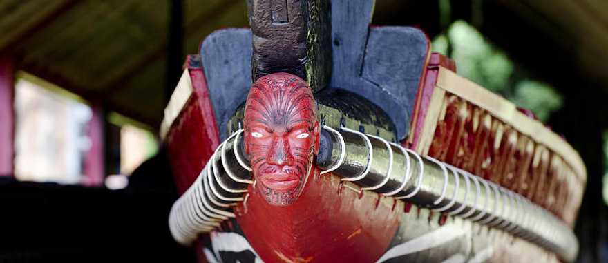 Carved canoe, Maori culture, New Zealand