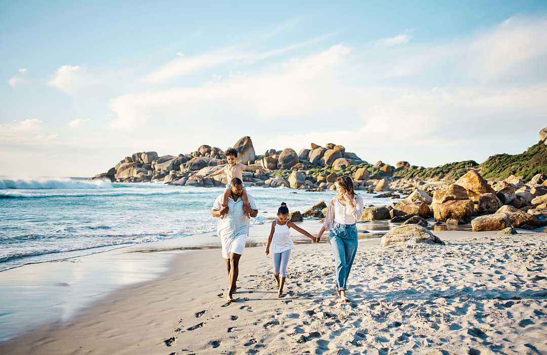 Family at the beach in South Africa.