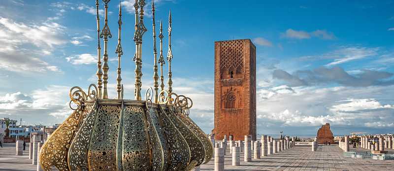 Traditional golden decorations with the emblem of Morocco