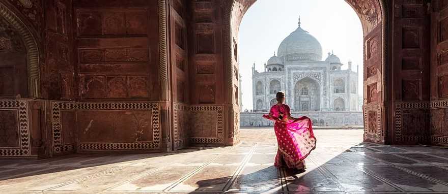 The famous Taj Mahal, located in Agra, India.