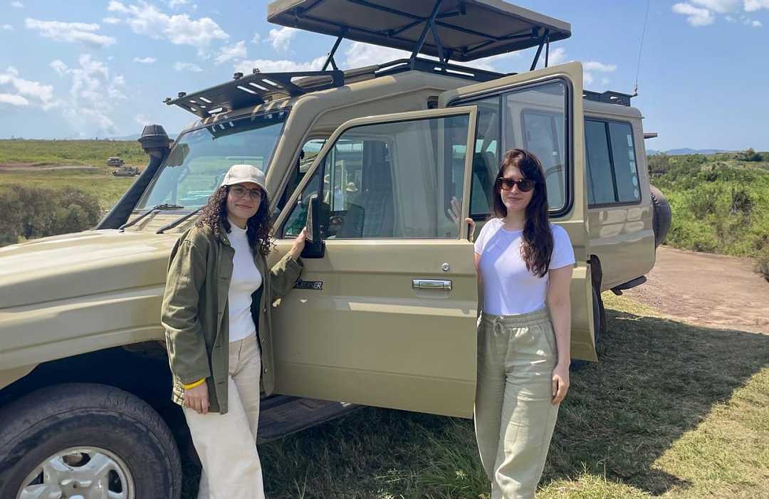 Camila and Maria on safari in Tanzania