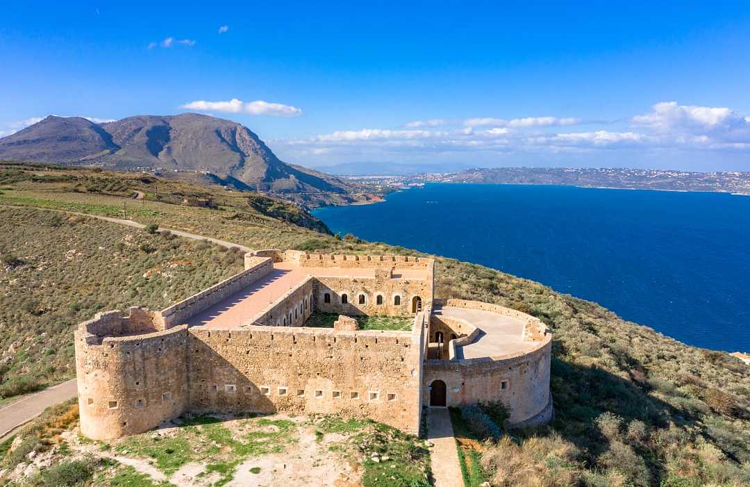 Turkish medieval fortress at ancient aptera in Chania, Crete, Greece