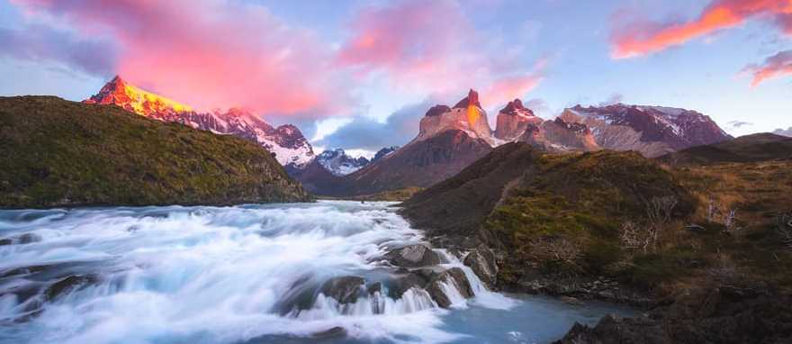 Salto Grande waterfall in Torres del Paine National Park, Chile
