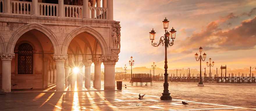 Sun rising on San Marco Square in Venice, Italy. Sun rising on San Marco Square in Venice, Italy.