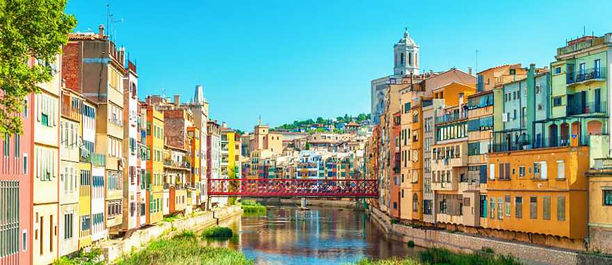 Building on Onyar river in Girona, Spain. 