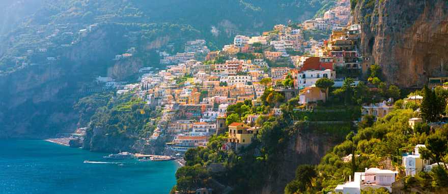 Morning view of Positano on the Amalfi Coast in Italy. Morning view of Positano on the Amalfi Coast in Italy.