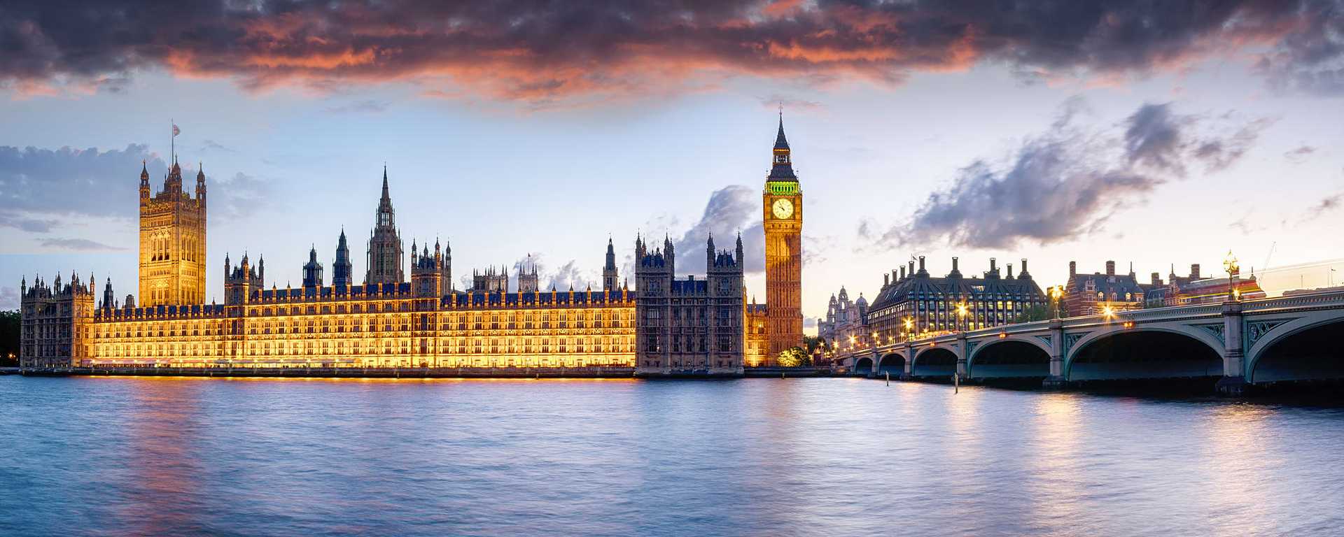 London's Big Ben Clock Tower from across the River Thames in London, England.