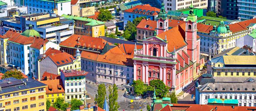 View of the city and Presena square, Ljubljana, Slovenia
