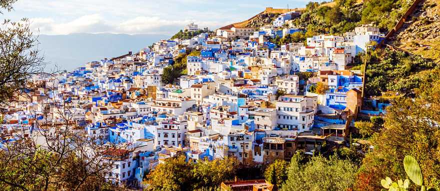 View of Chefchaouen Blue city in Morocco View of Chefchaouen Blue city in Morocco
