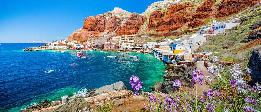 The old harbor of Ammoudi under Oia village on Santorini