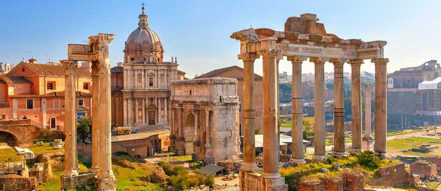 Ruins of ancient Rome on Palatine Hill, Italy