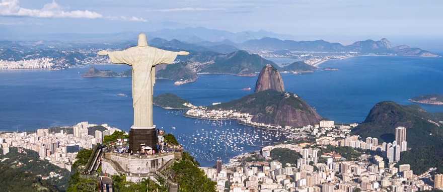 Rio de Janeiro, Brazil Cityscape with Christ the Redeemer statue in Rio de Janeiro, Brazil