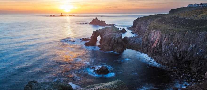 Land's End in Cornwall, England Rock formations of Enys Dodman and the Armed Night in Cornwall, England