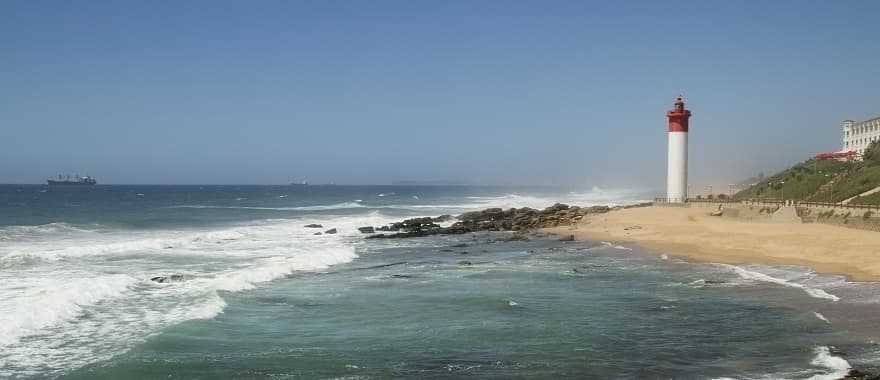 Lighthouse at Umhlanga on Durbam coast, South Africa.