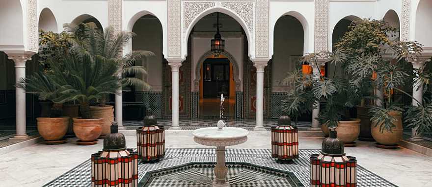 Luxury riad courtyard in Marrakech, Morocco