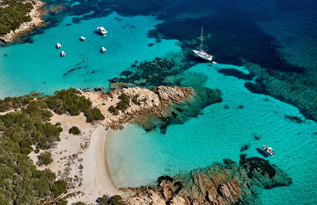 The crystal clear waters of Sardinia, Italy.