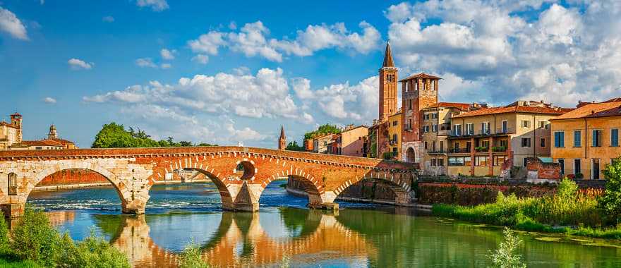 Ponte Pietra bridge in Verona, Italy