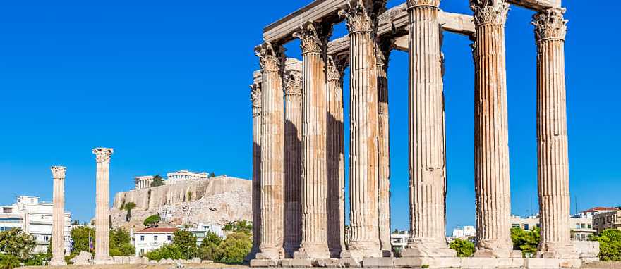 Temple of Zeus and Acropolis Hill in Athens, Greece