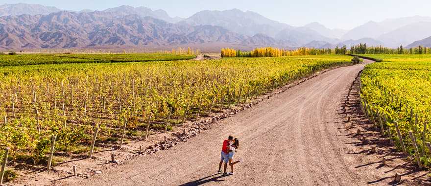 Couple at vineyard in Mendoza, Argentina